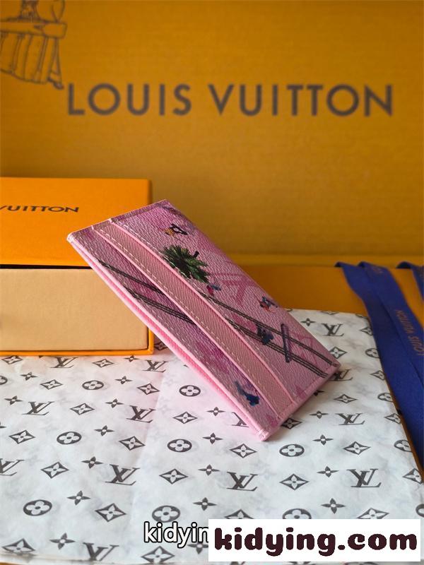 Louis Vuitton コピー ルイヴィトン M26803 カードケース ピンク モノグラム イラストデザイン スリムカードホルダー コンパクト財布 レディース-2