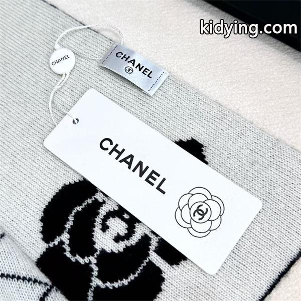 CHANEL シャネル カメリア＆キルティング柄 カシミヤマフラー 33×180cm 2025冬新作-6