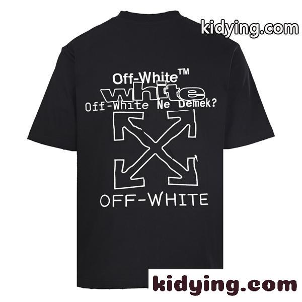 OFF-WHITE オフホワイト コピー スプレーロゴデザイン 半袖クルーネックTシャツ ブラック-2