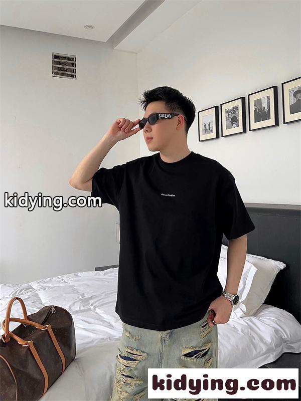 Acne ワンポイントTシャツ ブラック 半袖 シンプル モード ルー 人気 アクネストゥディオズ コピー-2