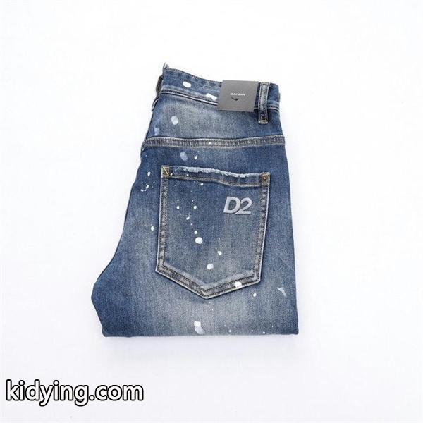Dsquared2風 激安 スリムフィット ヴィンテージデニム メンズ ダメージ加工 スプラッシュペイント ジーンズ-5