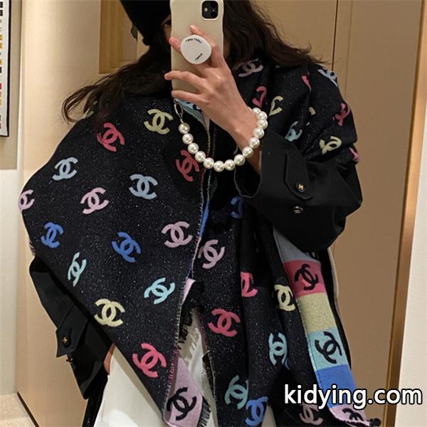 CHANEL シャネル 2025秋冬新作 マルチCCロゴ 大判ストール/マフラー ブラック系-0