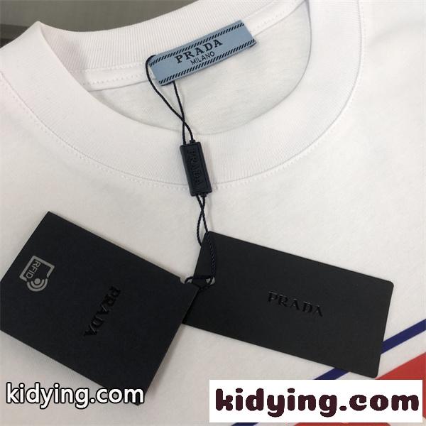 PRADA プラダ コピー 売れ筋急伸 ホワイト モダンスタイル トレンド 半袖Tシャツ-3