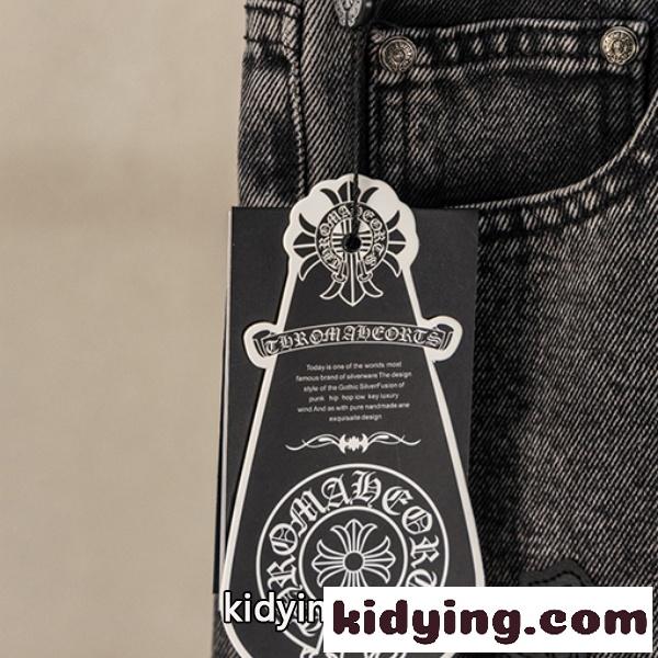 2026新作 CHROME HEARTS クロムハーツ コピー クロスパッチ デニムパンツ メンズ ブラックウォッシュ ジーンズ ワイドストレート ストリート カジュアル-6