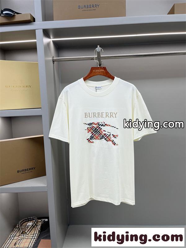 ホース×チェックモザイク ビッグロゴ モダンデザイン BURBERRY バーバリー コピー 半袖Tシャツ クリーンコーデ-1