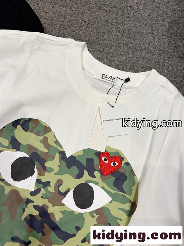 コムデギャルソン プレイ COMME des GARÇONS PLAY Tシャツ 半袖 迷彩ハート カモフラージュ 激安 ビッグロゴ インパクト ペア対応 男女兼用 コットン 白 黒-5
