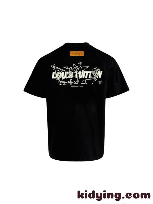 LOUIS VUITTON ルイヴィトン コピー 半袖Tシャツ プリント モダンデザイン 2026春夏新作-3