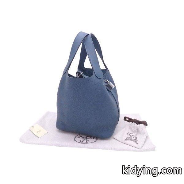 エルメス HERMES ハンドバッグ ピコタンロック 18 PM トリヨンクレマンスレザーｘスイフトレザーｘシルバー金具 コルヴェール 美品-0