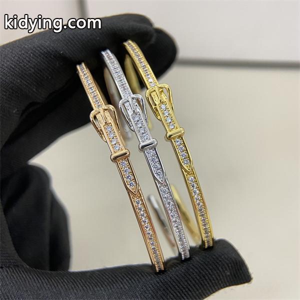 ダイヤ調ベルトバックル 3 色展開 HERMES エルメス 偽物 ブレスレット 高品質アクセサリー-0