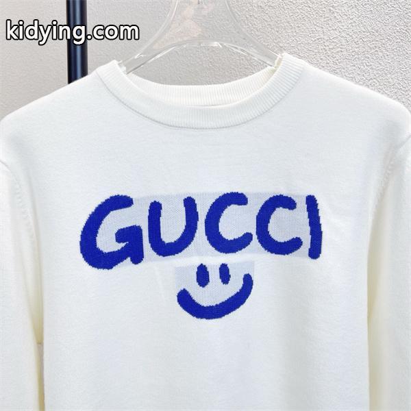 グッチ スーパーコピー スマイルロゴ クルーネック ホワイト ニット セーター プレミアム GUCCI-1