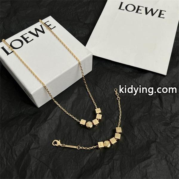 ロエベ LOEWE スーパーコピー ネックレス＆ブレスレット セット ゴールドロゴデザイン 高品質-0