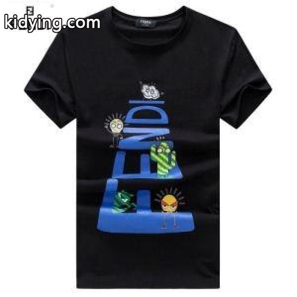 限定セール新作登場質感のいいTシャツ夏場トップスきれいなプリント黒白赤色ブルーFENDIフェンディ tシャツ コピー-0