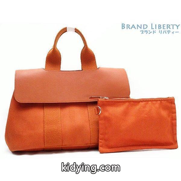 超美品　エルメス　HERMES ヴァルパライソPM　ハンドバッグ　トートバッグ ポティロン　オレンジ トワルシェブロン×レザー :03136:Brand Liberty - 通販ショッピング-0