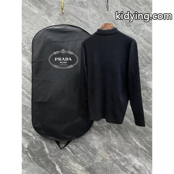 ブラック / グレー セーター POLO 円形ロゴ 2025秋冬ビジネス プラダ PRADA コピー トップス 高品質-3