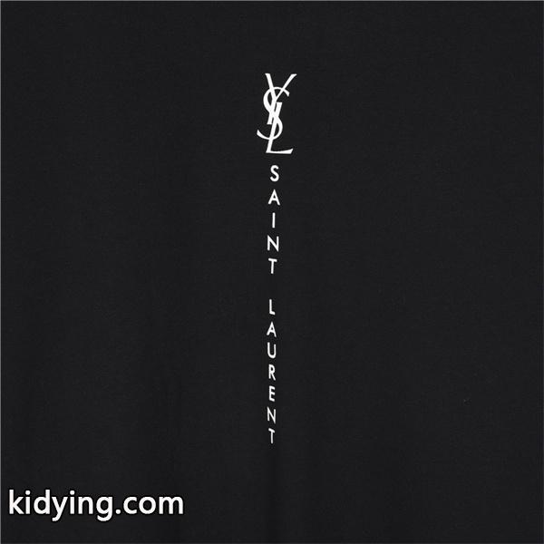 ホワイト 縦ロゴ ロングスリーブ T シャツ サンローラン SAINT LAURENT コピー 秋冬日常シンプル定番-3