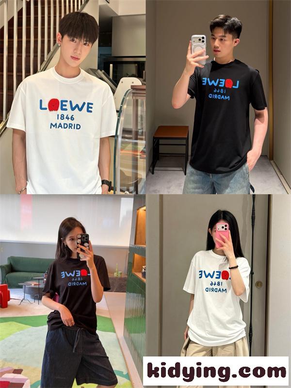 カラーロゴ グラフィックアート 遊び心 LOEWE ロエベ コピー 半袖Tシャツ 旬のファッションアイテム-1