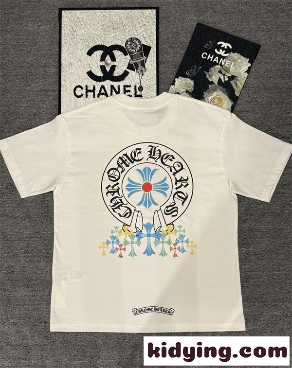 クロスプリント Tシャツ  クロムハーツ コピー CHROME HEARTS メンズ レディース 半袖トップス カラークロス ロゴデザイン ストリート-9