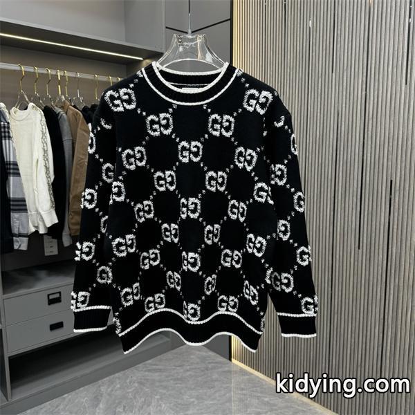 GUCCI スーパーコピー GG総柄 ブラック クルーネック ニット セーター モノグラム デザイン グッチ-0