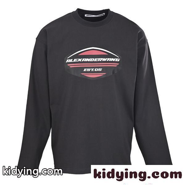 長袖Tシャツ スポーツ風ロゴ Alexander wang リラックスフィット デイリーウェア アレキサンダーワン コピー-0