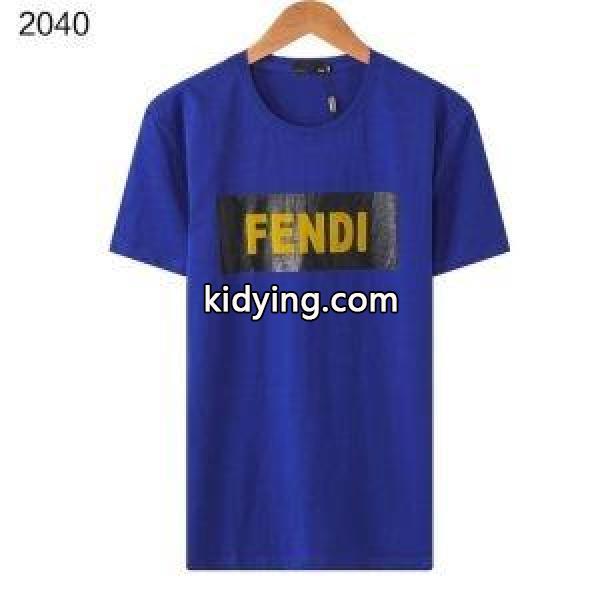 激安大特価安いカジュアル夏の必需品黒白ブルーグレーFENDIフェンディ tシャツ コピーオールシーズンルーズTシャツ-3
