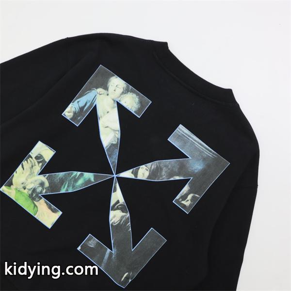 プリント シックな印象 ブラック パーカー Off-White オフホワイト 偽物 2025秋冬ダークスタイル 限定入手-4