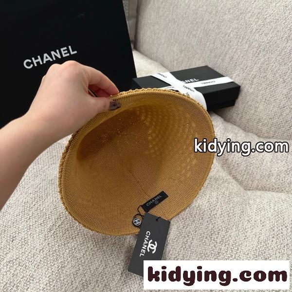 2026新作 CHANEL シャネル 透かし編みバケットハット レディース サマーニット帽 軽量通気性 ワイドブリム ココマークデザイン-7