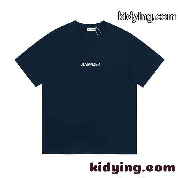 上質 ロゴプリント ジルサンダー Tシャツ ネイビー 半袖 ミニマル JIL SANDER コピー-0