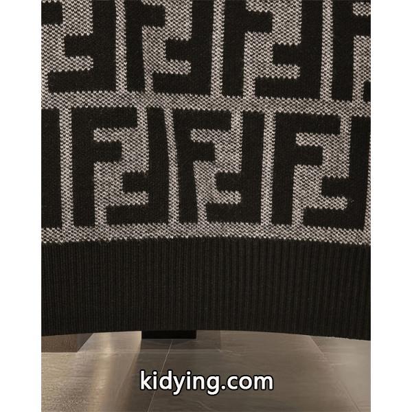ニット セーター メンズ FFロゴ 総柄 グレー  長袖 FENDI フェンディ コピー-5