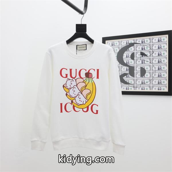 グッチ 偽物 人気爆発 ICCUG バナナキャット プリント スウェット トレーナー ホワイト おすすめ GUCCI-0