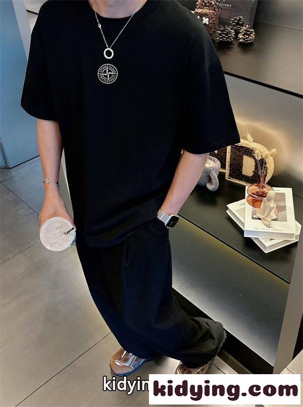 STONE ISLAND ストーンアイランド 偽物 Tシャツ 半袖 ワンポイント ロゴT クルーネック ホワイト 2026新作-6