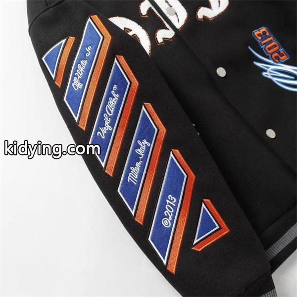 Off-White オフホワイト コピー 2025秋冬必須アイテム 入手困難 着心地抜群 おすすめ ブラック × オレンジ ベースボールジャケット-3