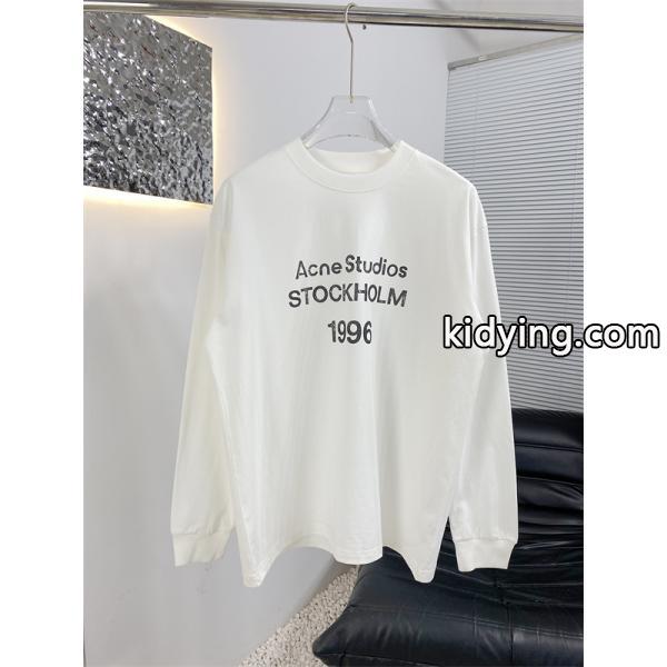 秋冬 高評価 ホワイト プリント ロングTシャツ ACNE STUDIOS アクネ ストゥディオズ コピー-2