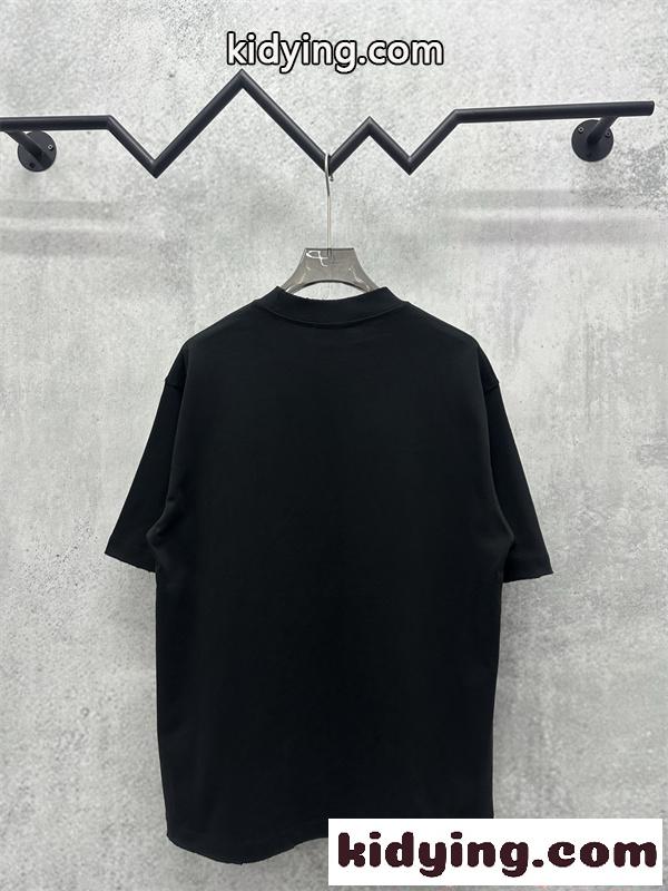 バレンシアガ コピー 半袖Tシャツ ワイドフィット ブラック ホワイト 片面プリント 縦配置 Balenciaga シンプル-1