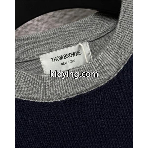 グレー × レッド × ネイビー 3 色 袖拼色 セーター トムブラウン Thom Browne コピー 秋冬快適 人気-5