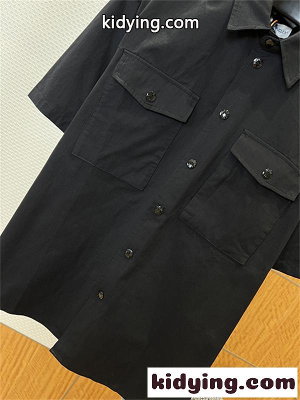 半袖シャツ MONCLER モンクレール コピー 胸ポケット付き フロントボタン 袖ワッペン 襟付き カジュアルトップス-8