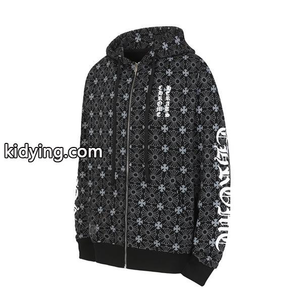 クロムハーツ コピー Chrome Hearts パーカー 話題 ホワイト × スカイブルー 星柄フルジップ 快適着心地 2025秋冬注目-3