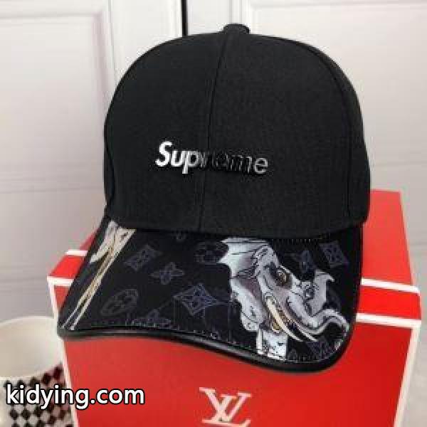 お買い得品質保証SUPREMEシュプリームコピーキャップ シュプリームXルイヴィトン野球キャップ 帽子 ブラック ホワイト-1