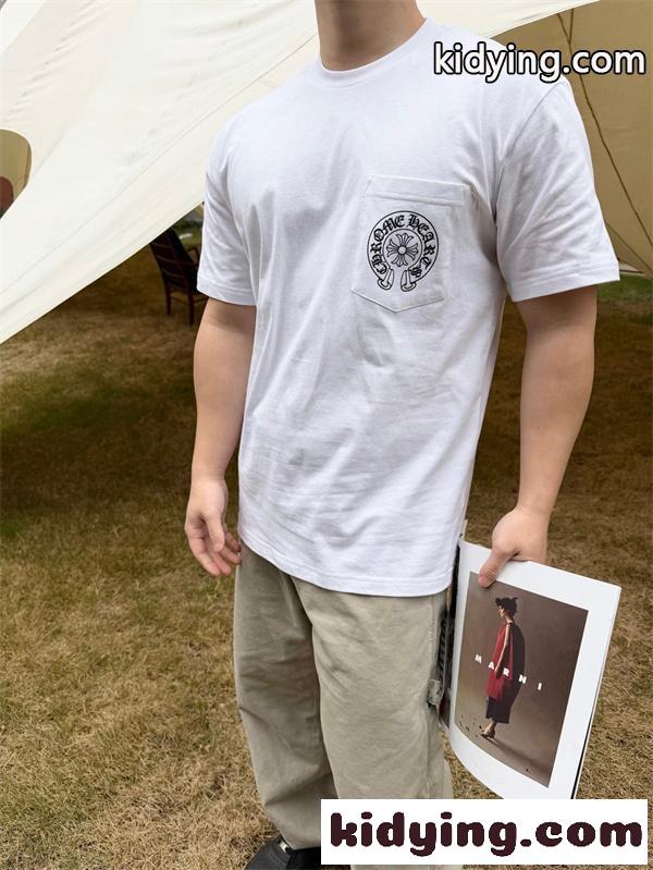 半袖Tシャツ ポケットTシャツ ブラック ホワイト 胸ポケットロゴ バックプリント クロムハーツ コピー クルーネック Chrome Hearts デイリー-7
