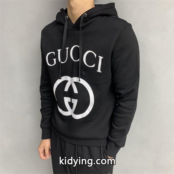 ダブル G ロゴ ブラック グッチ パーカー ユニセックス クラシック GUCCI スーパーコピー-0