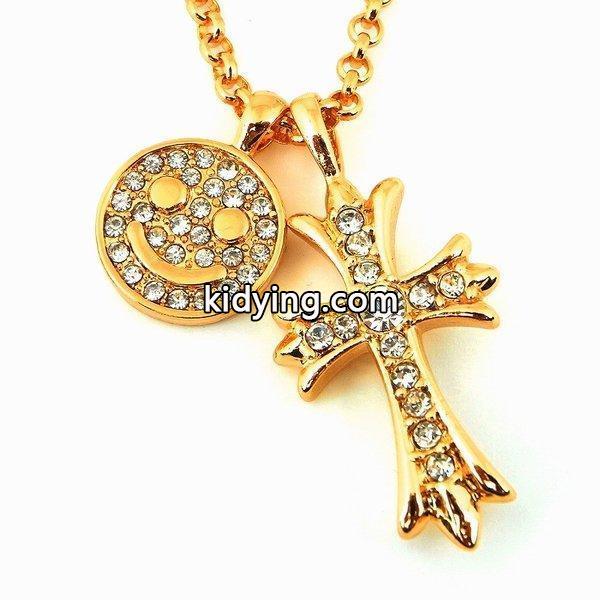 ネックレス メンズ ブランド SBG 24K GP ゴールド パヴェ クロス スマイル ネックレス :sbg-nk-024:SBG official store - 通販ショッピング-0