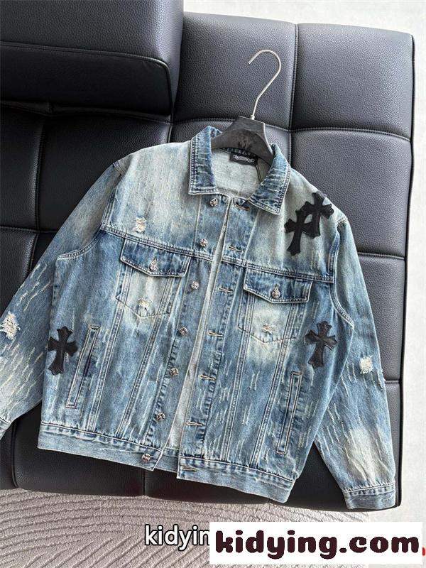 CHROME HEARTS クロムハーツ コピー デニムジャケット ヴィンテージ加工 無骨 トレンド 2026新作-3
