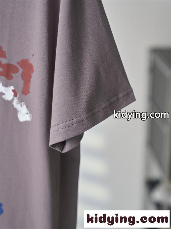 モーブグレー 半袖Tシャツ Louis Vuitton ルイヴィトン コピー ペイントスプラッシュ柄 クルーネック アートプリント ゆったりシルエット-5