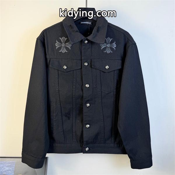クロス刺繍 デニムジャケット ブラック 重厚 無骨 存在感 CHROME HEARTS クロムハーツ コピー-0
