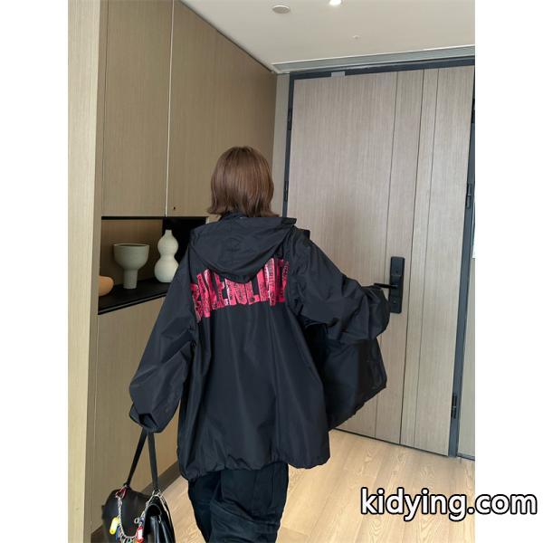 BALENCIAGA コピー フードジャケット ロゴプリント ナイロン素材 オーバーサイズ アウター バレンシアガ-0