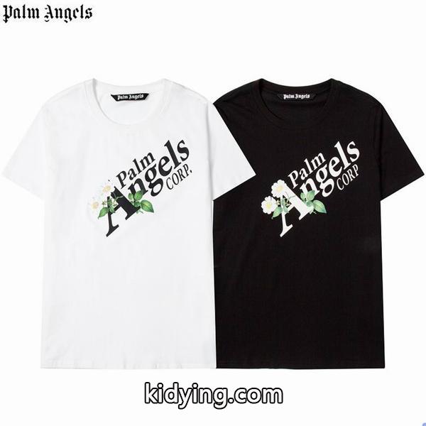 ビッグ前面ロゴプリントPalm Anglesコピーｔシャツ2色から選びでき半袖-0