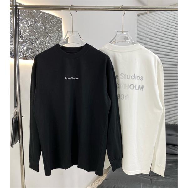 秋冬 上品 ブラック ロゴ ACNE STUDIOS アクネ ストゥディオズ コピー ロングTシャツ 洗練感-0