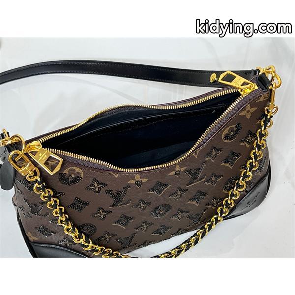 Louis Vuitton 2025秋冬 ブラウン グリッター チェーンアクセント ルイヴィトン 偽物 ショルダーバッグ-3