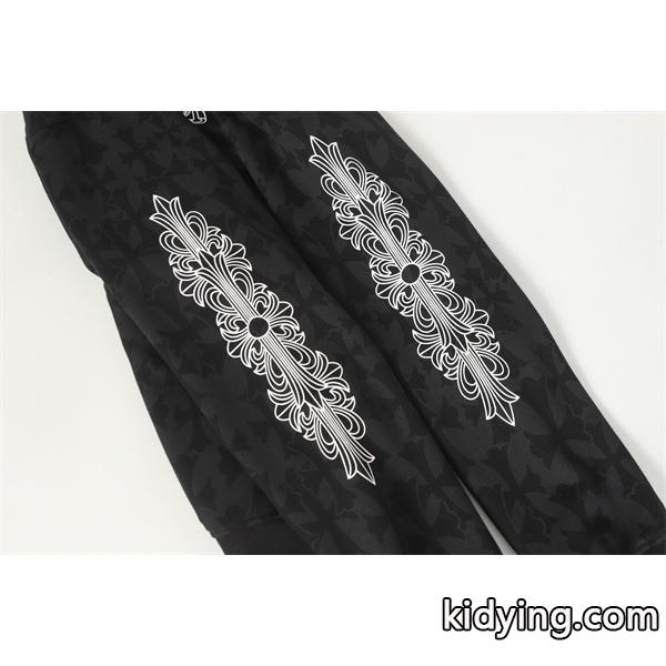 クロムハーツ コピー Chrome Hearts パーカー プレミアム品質 ブラック フラワーモチーフ袖 上質素材 2025秋冬準備-4