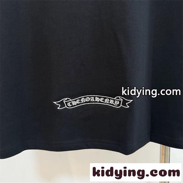 クロムハーツ コピー Tシャツ 多彩刺繍 ブラック 星 十字架 Chrome Hearts カジュアル 日常-10