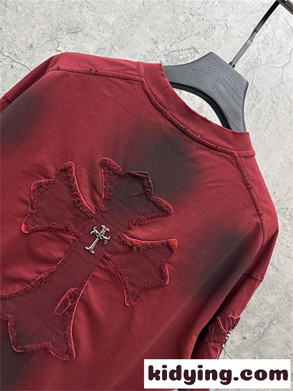 グリーン 半袖Tシャツ Chrome Hearts クロムハーツ コピー ネックゴシックロゴ ウォッシュグラデーション クロスワッペン風 ゆったりシルエット-8